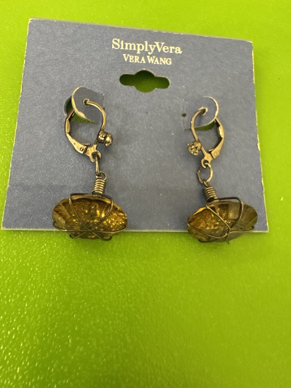 Simply Vera Wang Drop Earrings Stone Crystal Glam Rock Edgy Classy